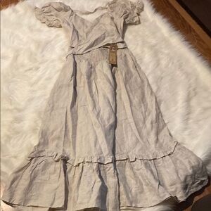 Aulieude Cream Casual Kids Dress
